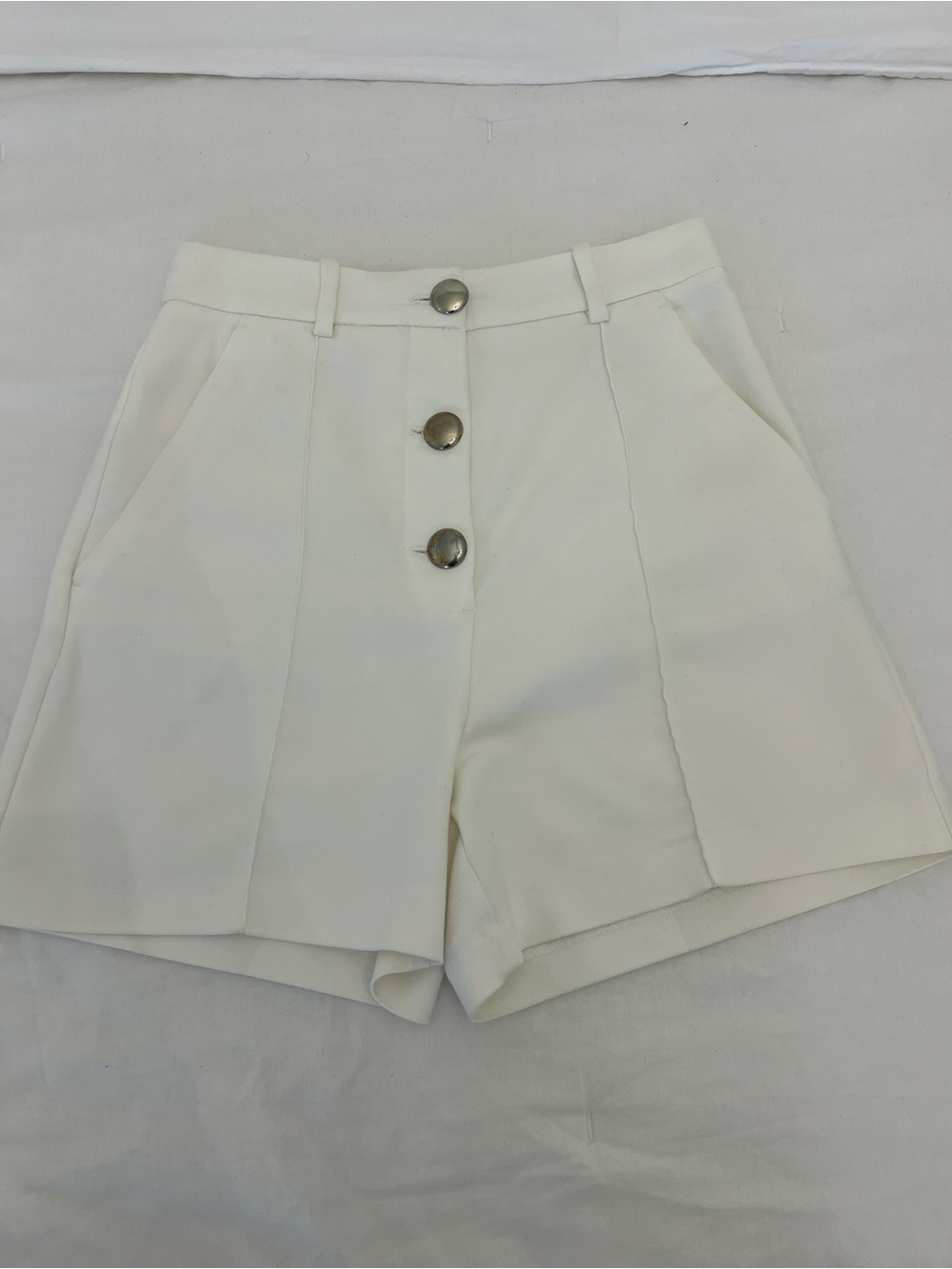High-Rise White Button-Front Women's Zara Shorts